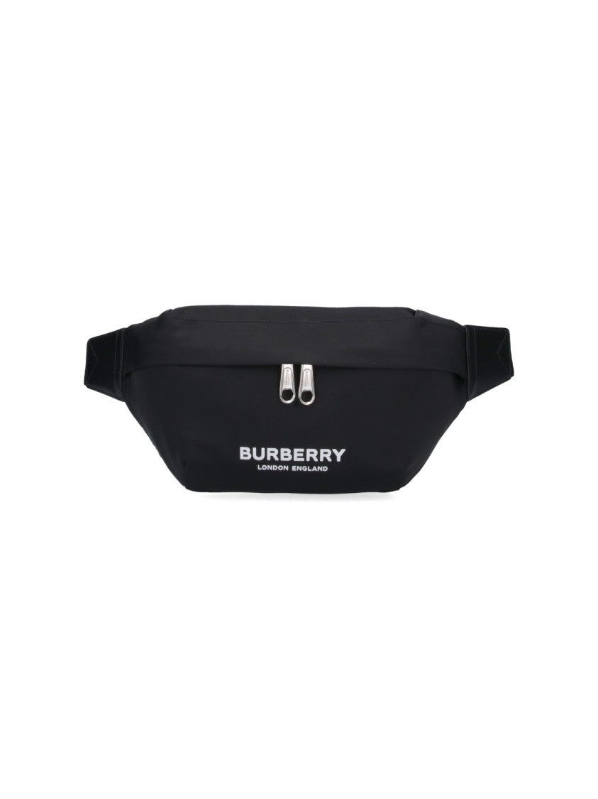 Burberry Streamlined Black Waist Bag With Silver Zippers