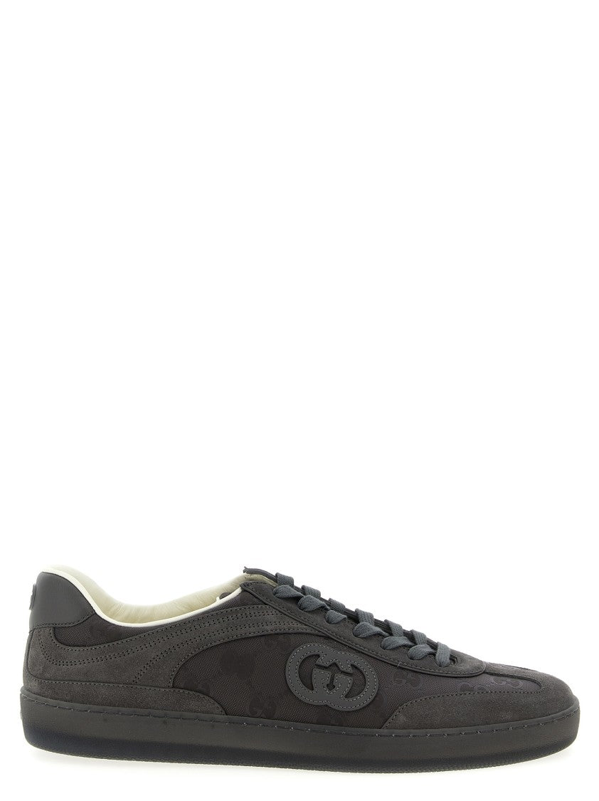 Gucci Suede Sneakers With Gg Monogram Insert