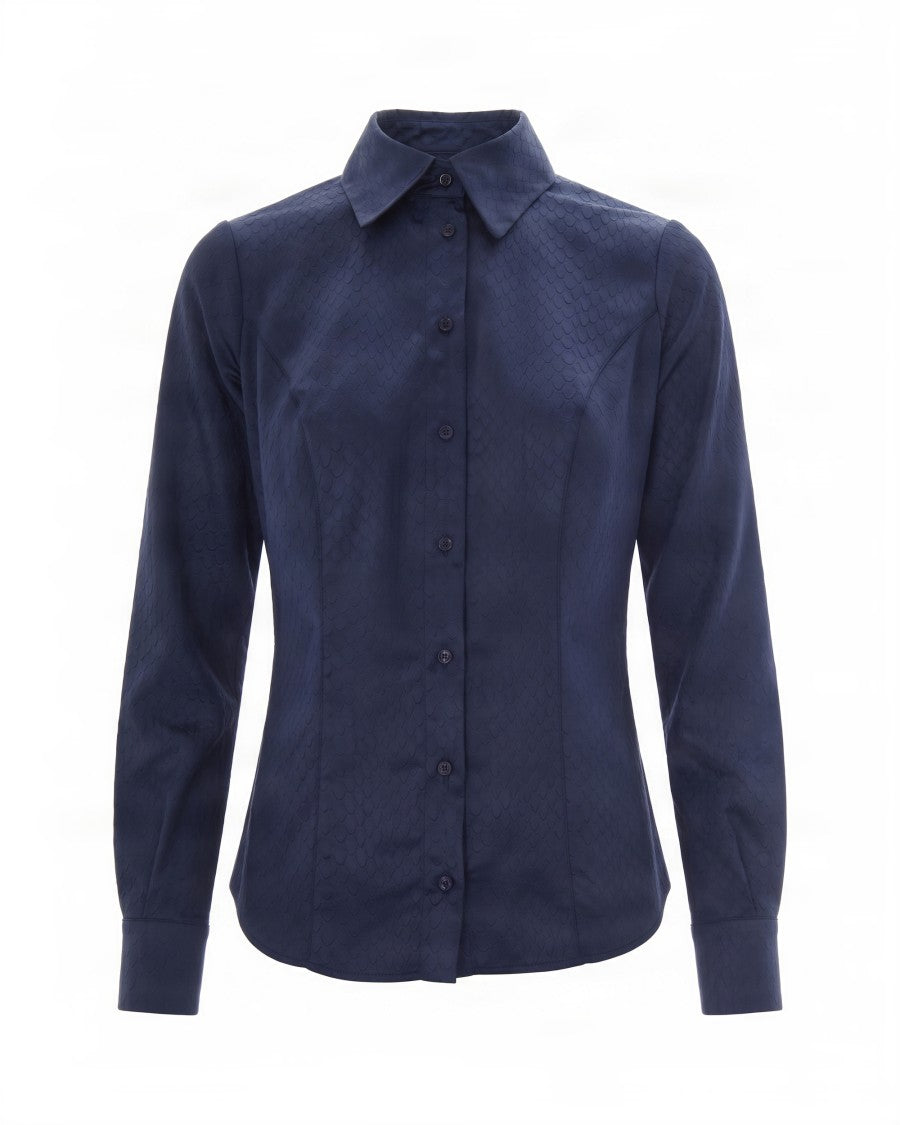 Elisabetta Franchi Dark Blue Fitted Long-Sleeve Top