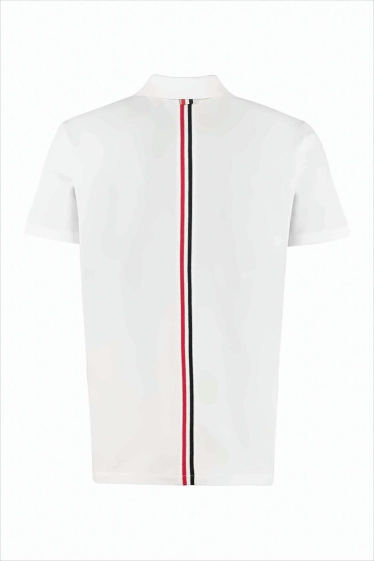 Thom Browne Short-Sleeve Polo Shirt With Vertical Stripe Detail