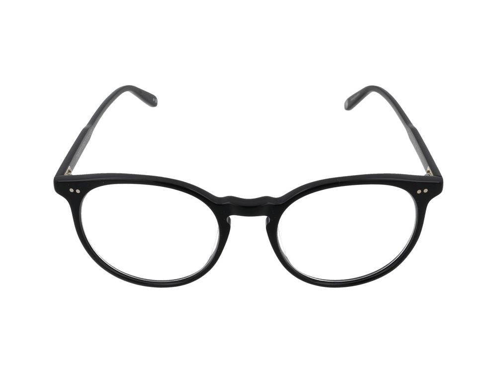 Garrett Leight Round Black Metallic Detail Optical Glasses