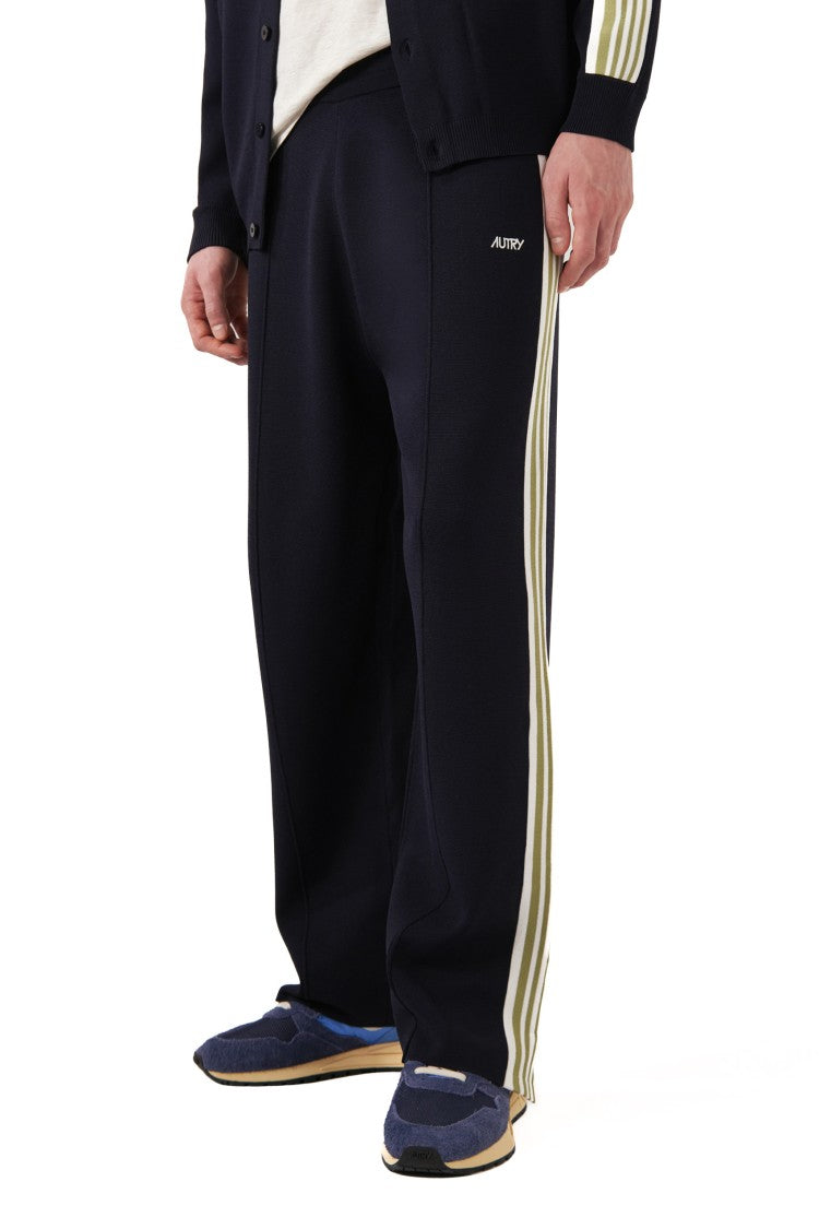 Autry Blue Viscose-Nylon Band Details Sweatpants