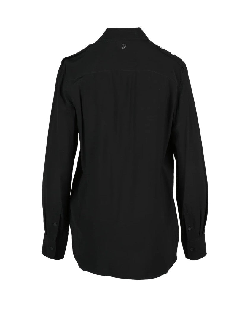 Dondup Black Flap Pockets Fluid Viscose Blouse