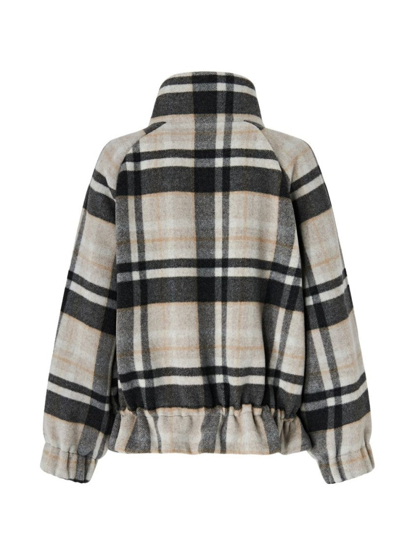Pinko Boxy Plaid Jacket With High Collar