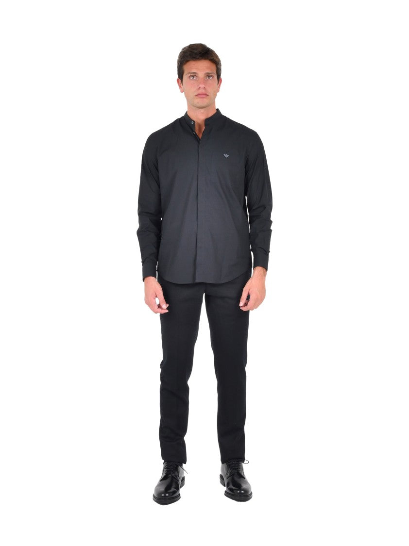 Emporio Armani Fitted Black Stretch Shirt
