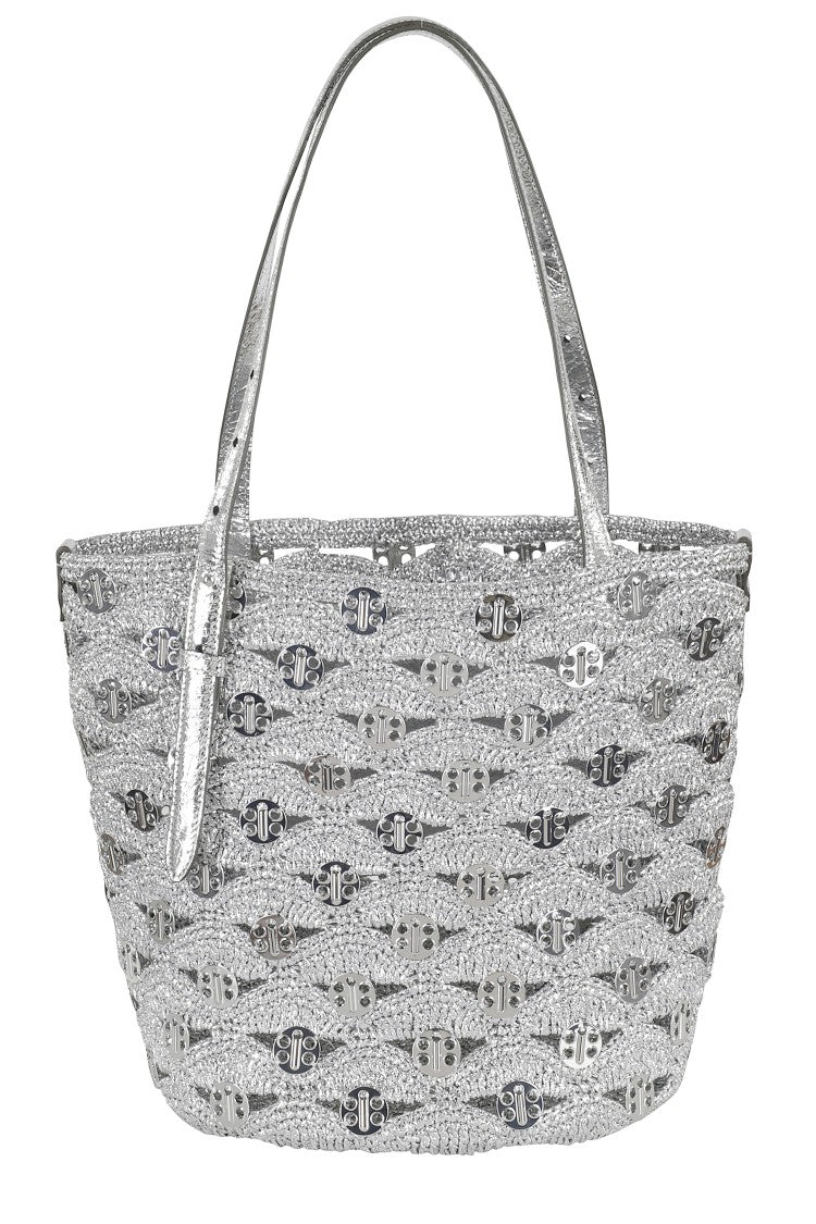 Rabanne Raffia Lurex Shoulder Bag With Double Handles