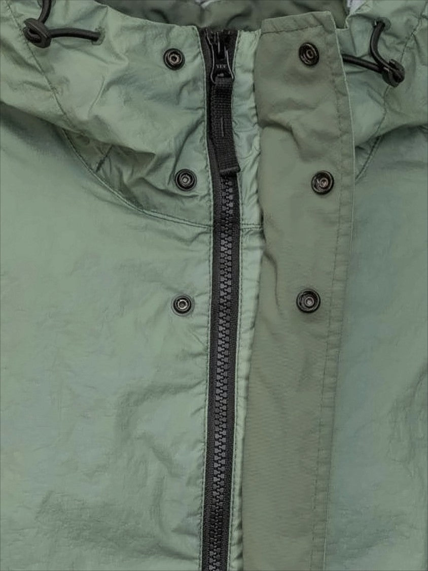 Stone Island Lightweight Green Polyamide Jacket With Compass Logo