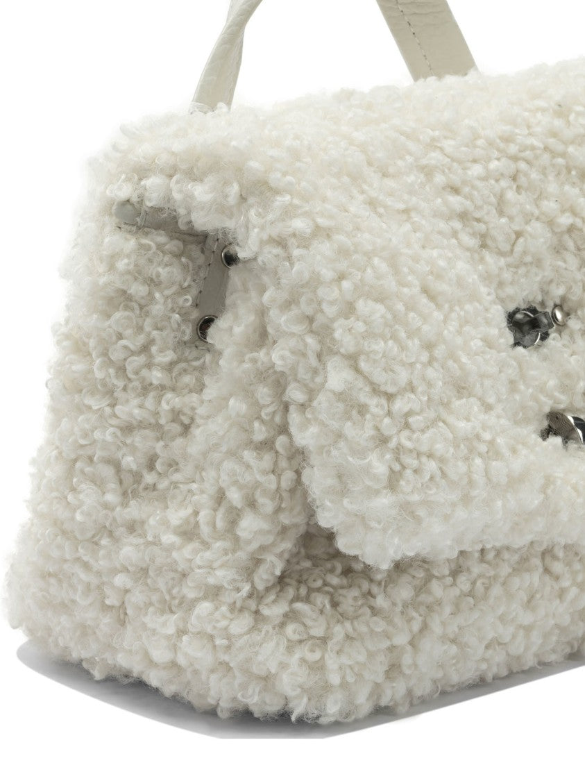 Zanellato Curly Textured Bianco Handbag With Structured Shape