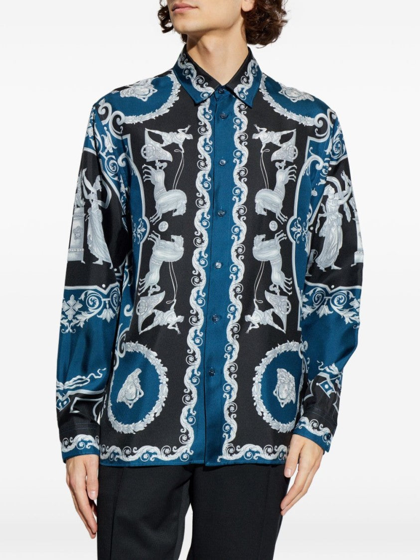 Versace Silk And Nylon Point Collar Shirt
