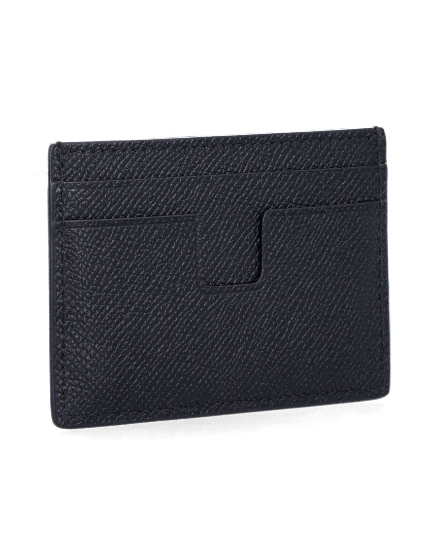 Tom Ford Grain Leather Cardholder With Gold Tf Logo