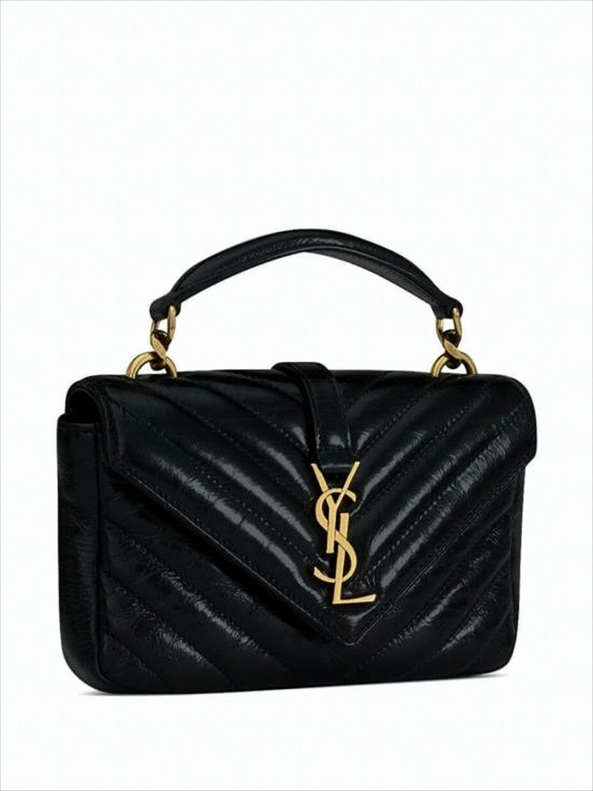 Saint Laurent Quilted Calfskin Crossbody Bag With Chevron Pattern