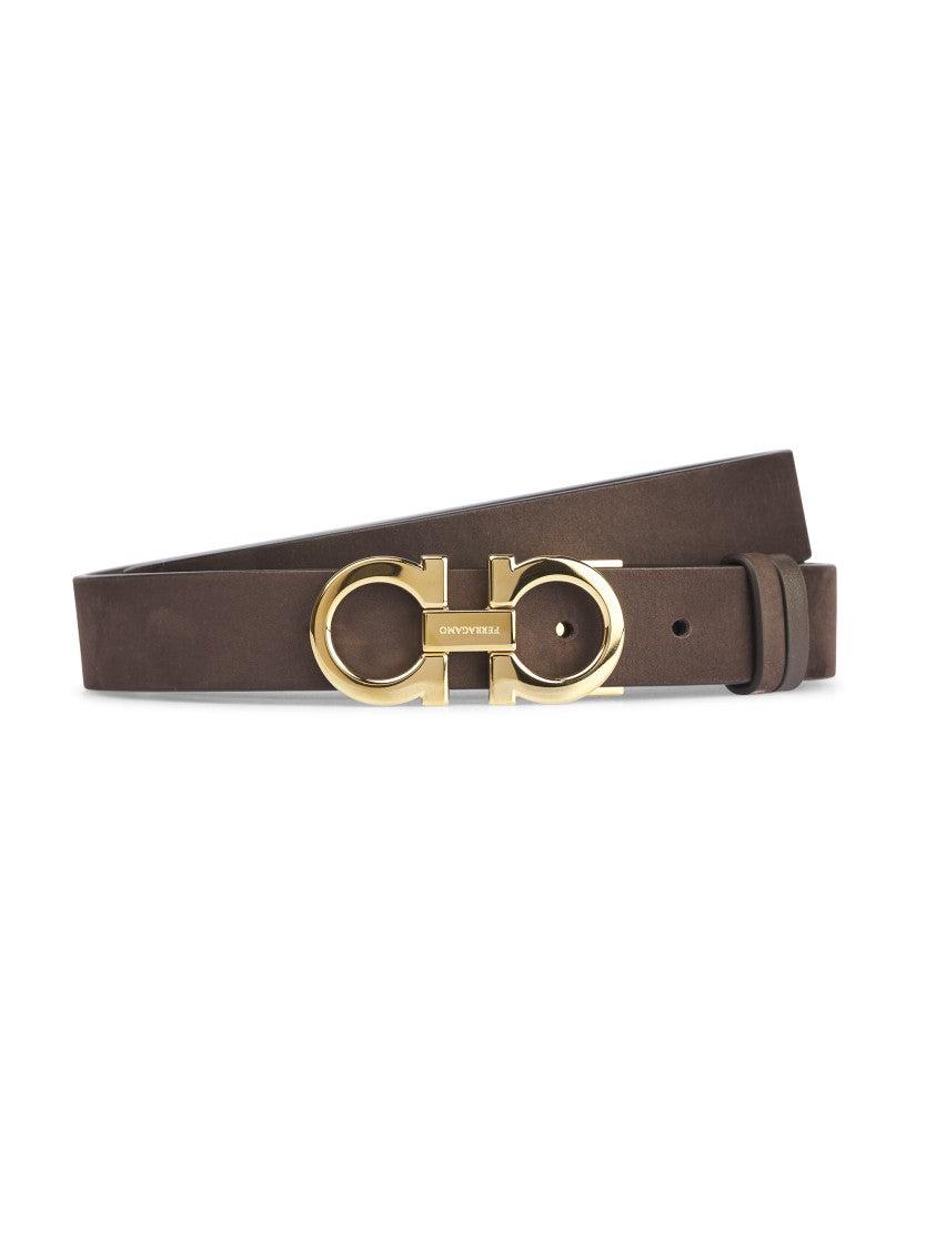 Ferragamo Smooth Brown Calf Leather Belt