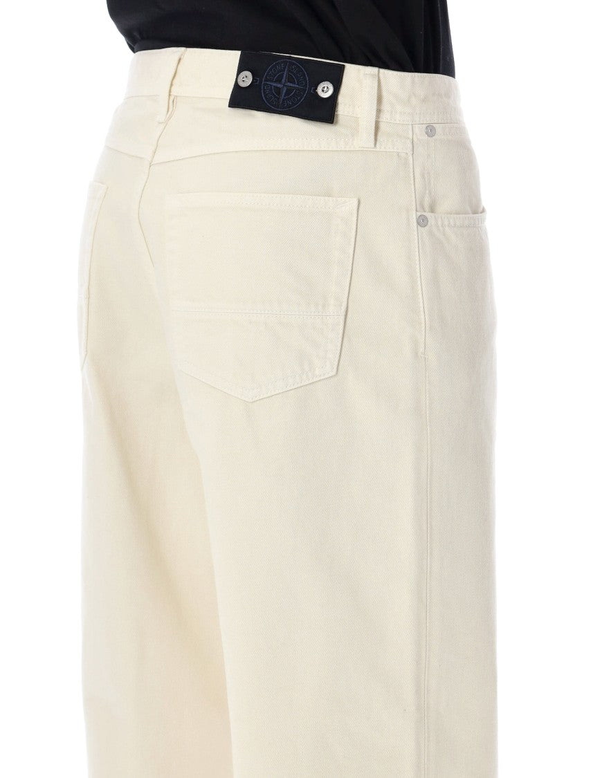 Stone Island Straight-Leg Ivory Jeans