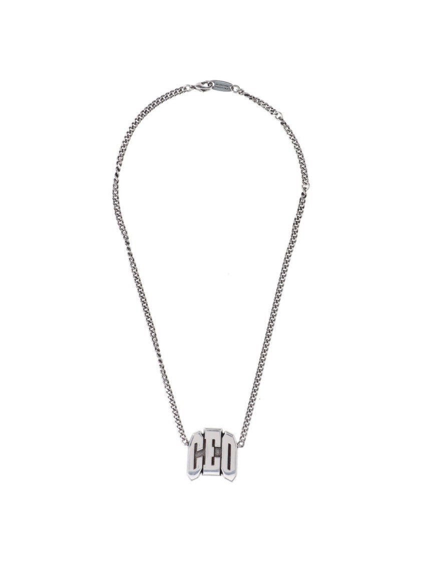 Balenciaga "3Letter Ceo" Necklace Silver-Plated