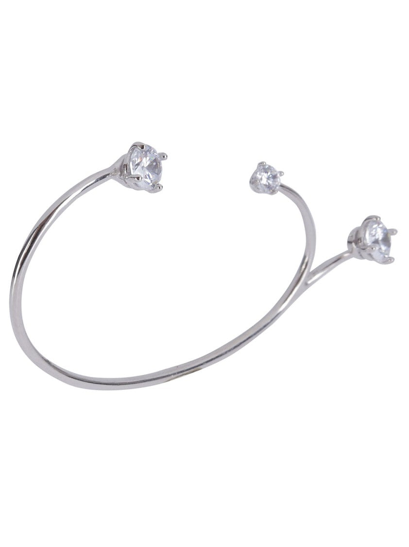 Panconesi Sculptural Silver Earcuff With Zircon Accents