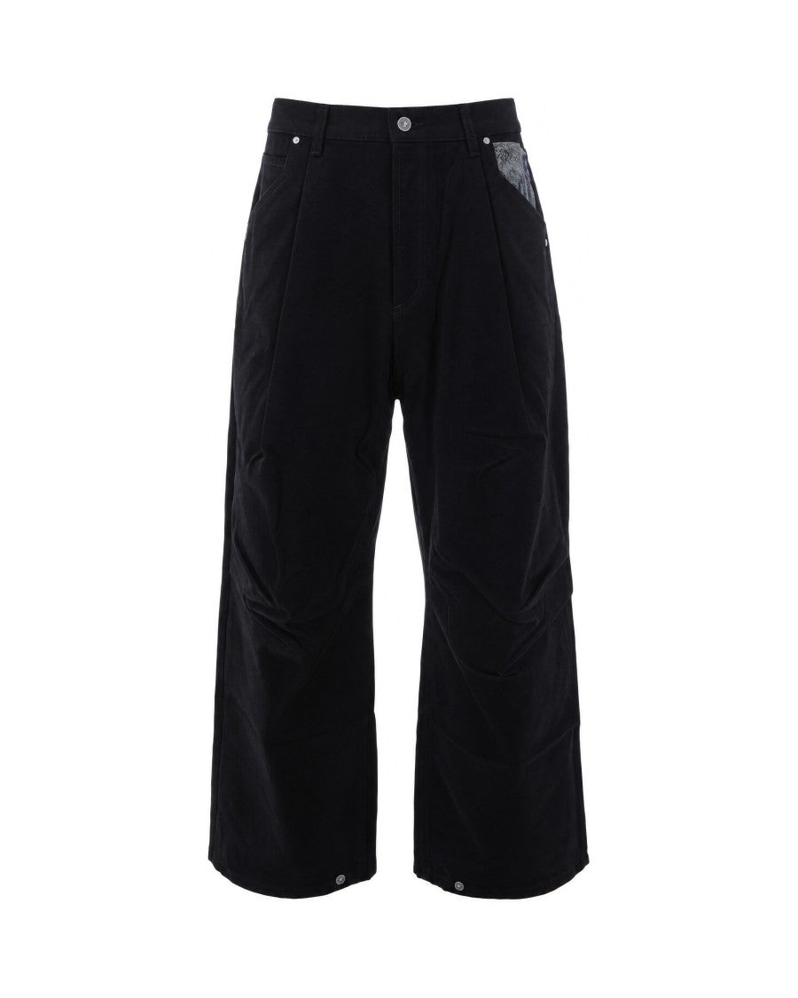 Pdf Black Wide-Leg Denim Contrasting Pocket Jeans
