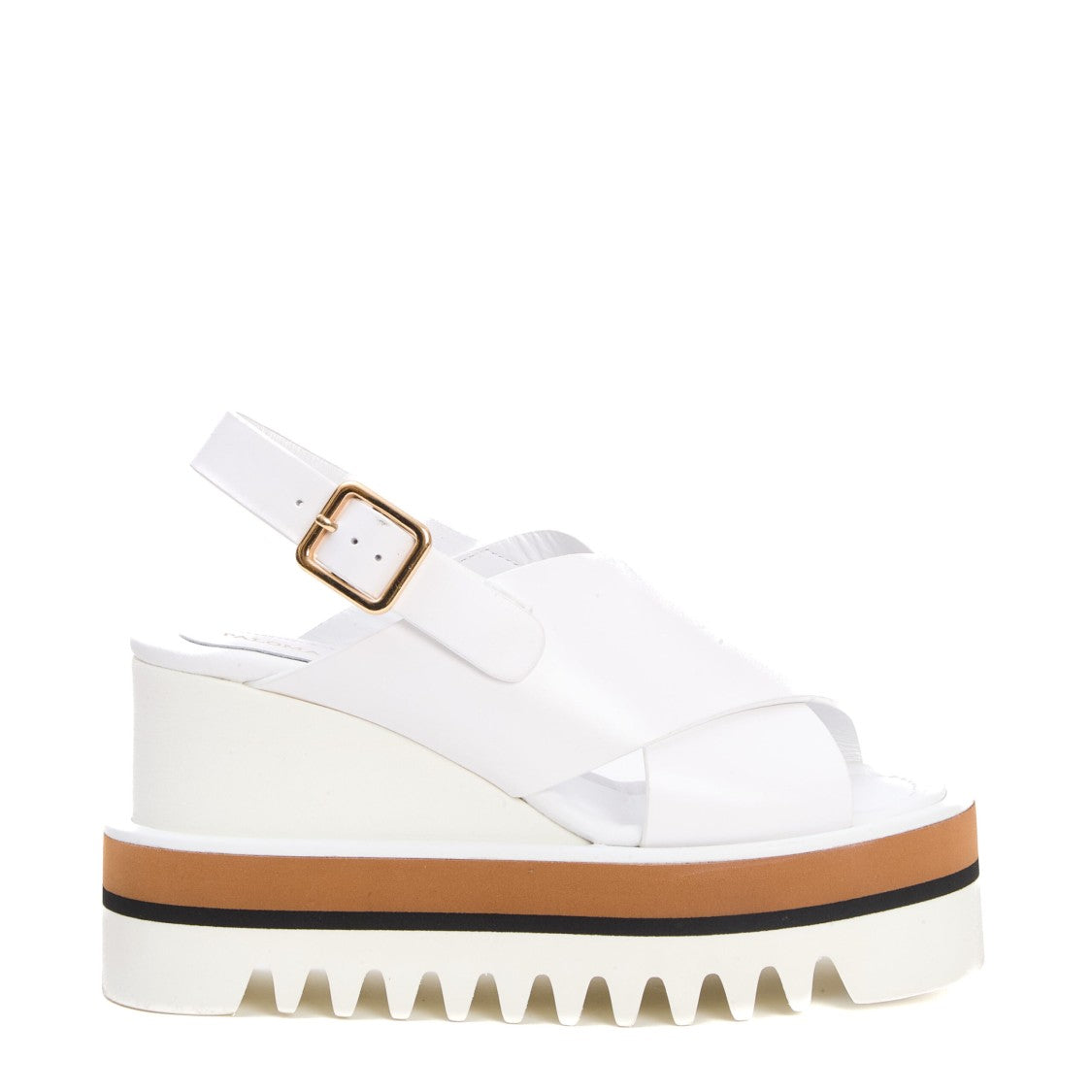 Paloma Barceló White Leather Crossover High Wedge