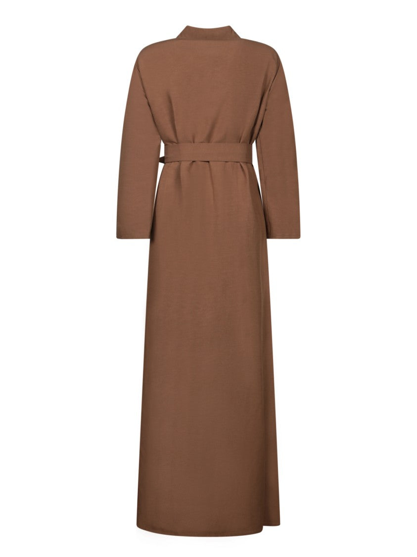 Blanca Vita Maxi Dress With Classic Collar And Frontal Split