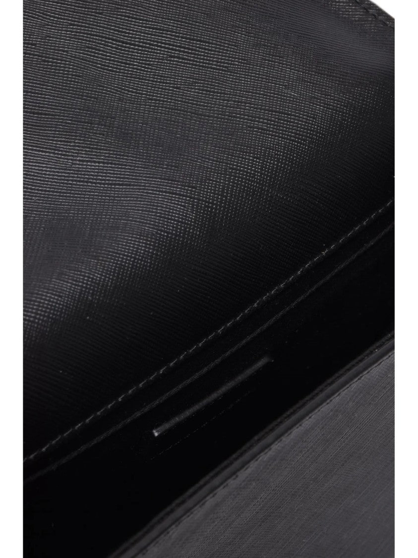 A.P.C. Black Textured Leather Clip Closure Shoulder Bag