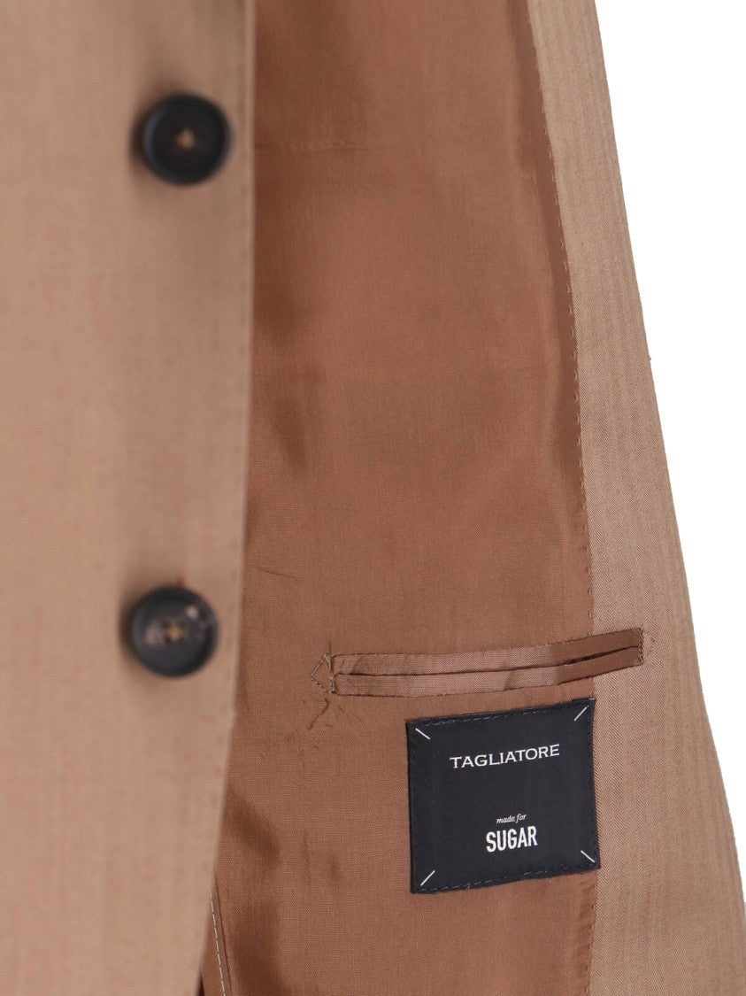 Tagliatore Brown Wool Single-Breasted Suit With Pants