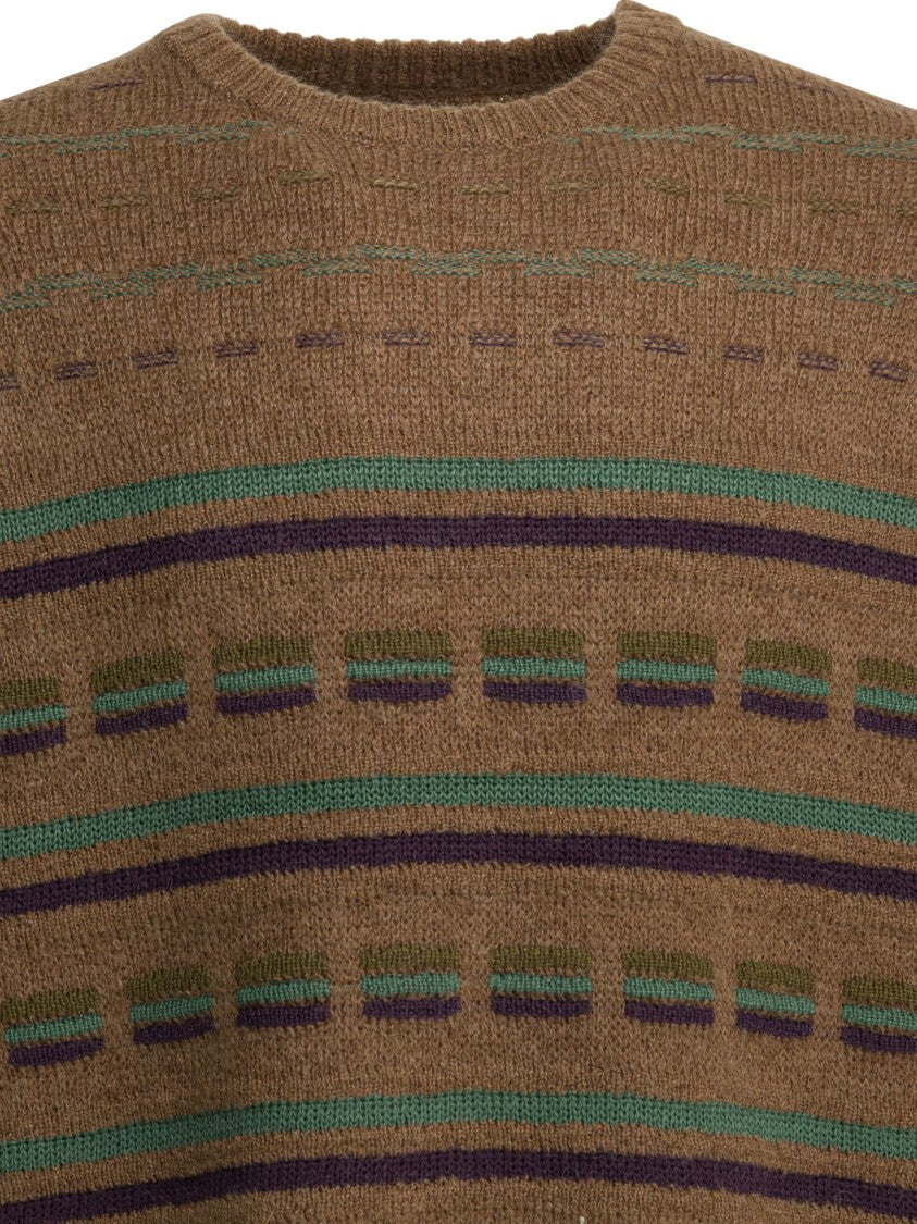 Beams Plus Textured Knitwear Sweater With Geometric Patterns