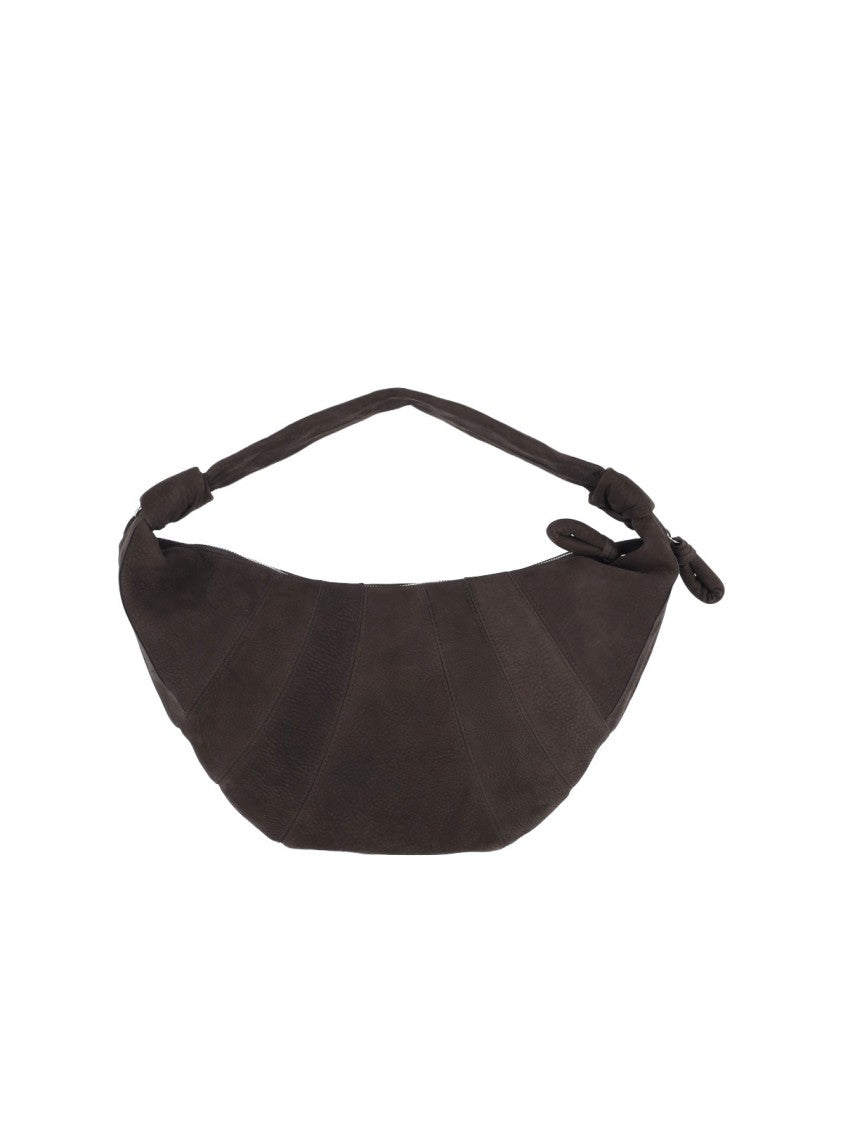 Lemaire Fortune Croissant Brown Nubuck Leather Shoulder Bag