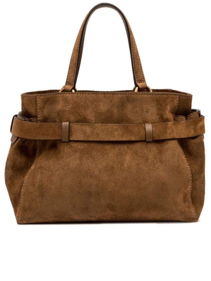 Gianni Chiarini Medium-Sized Suede Handbag With Gold-Tone Closure