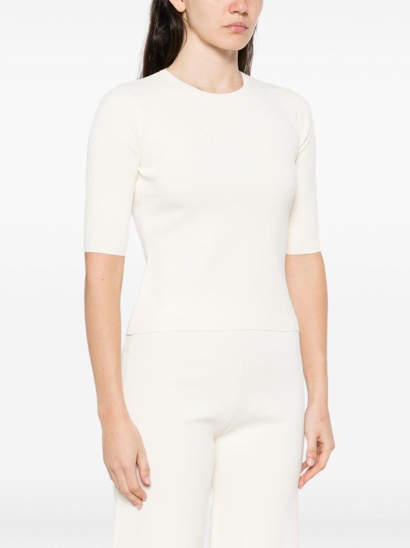 Max Mara Ivory Short Sleeves Knit Sweater