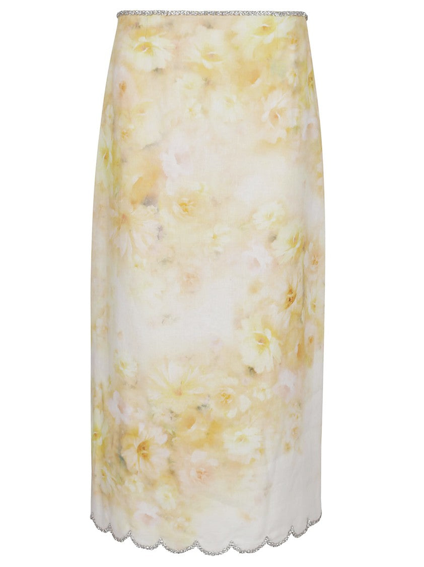 Zimmermann Crush Scalloped Midi Skirt
