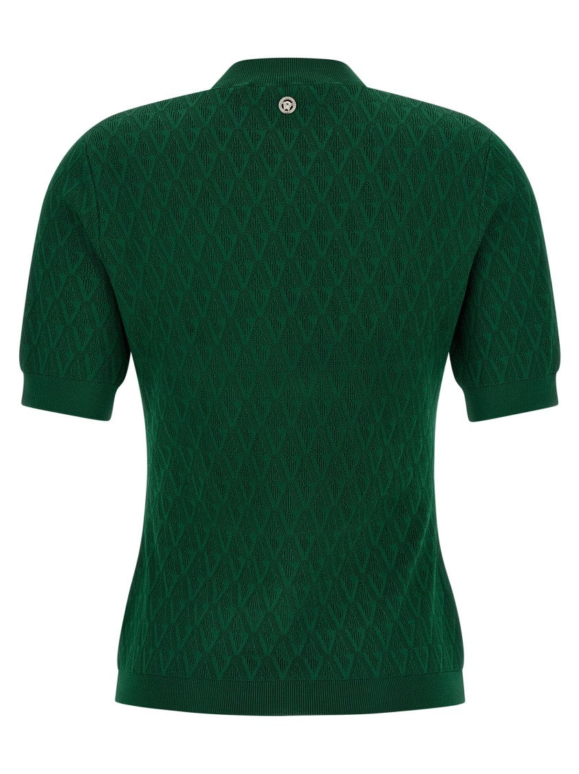 Versace V-Pattern Short-Sleeved T-Shirt With Metallic Medusa Detail