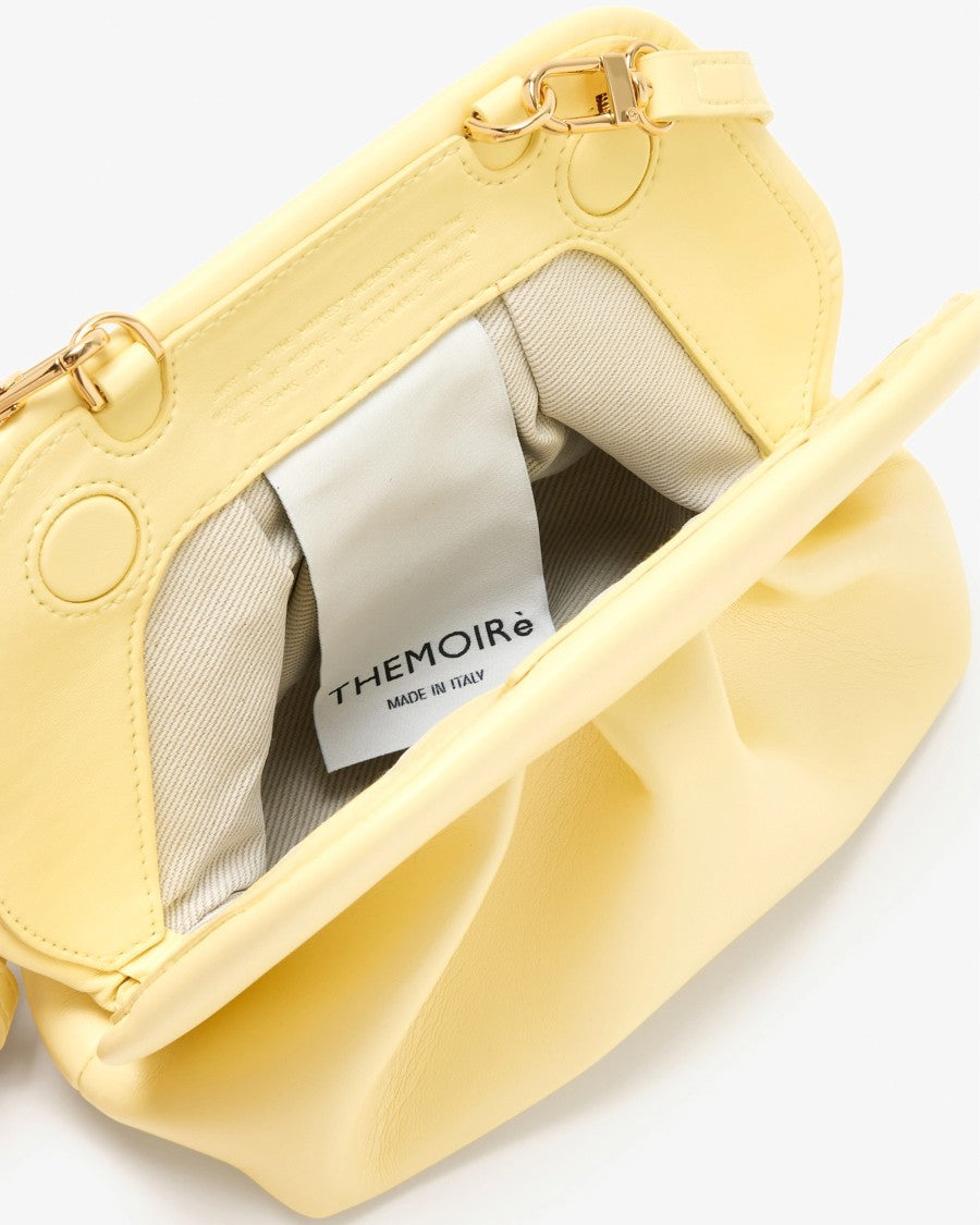 Themoirè Structured Pastel Yellow Vegan Fabric Shoulder Bag