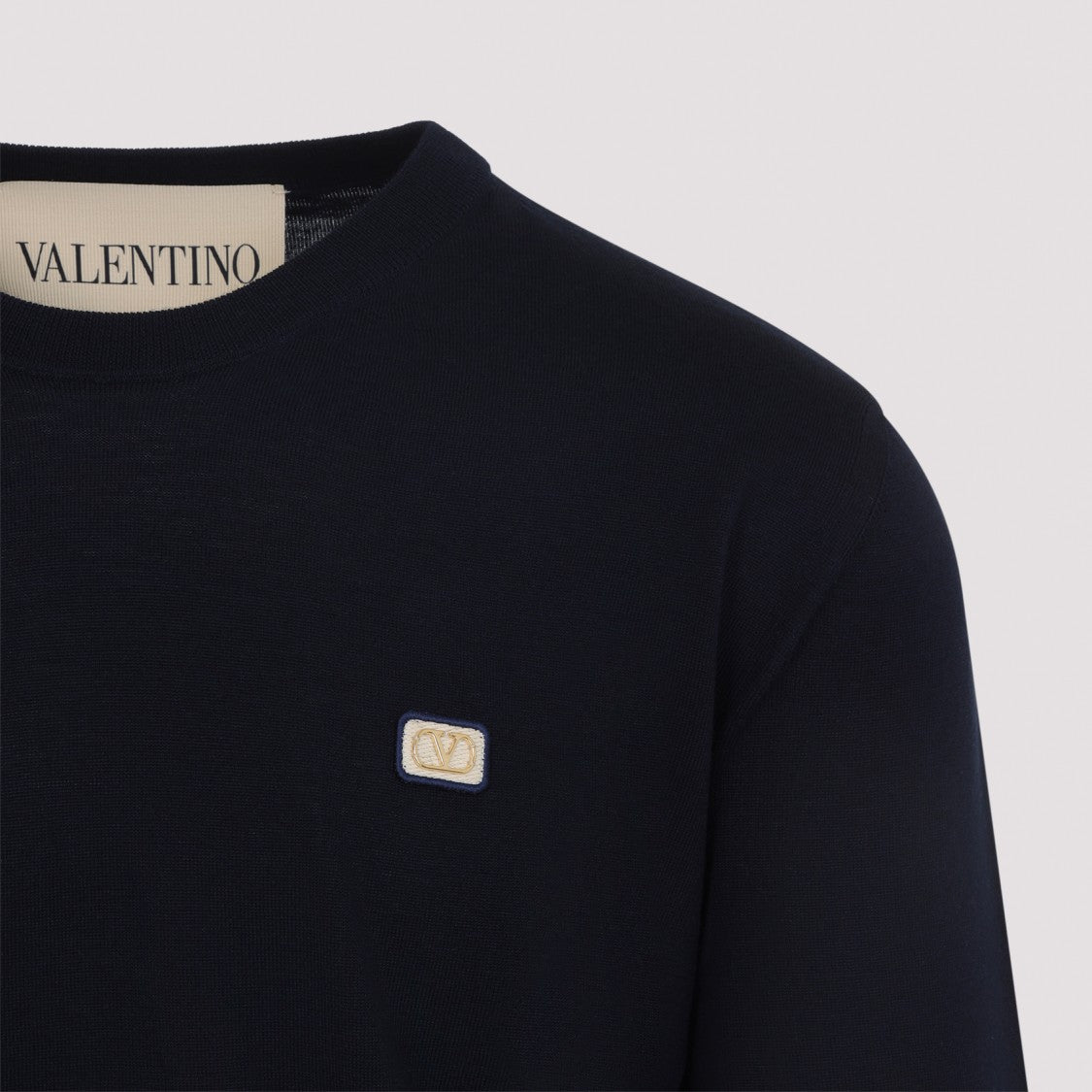 Valentino Finely Knit Virgin Wool Sweater With Classic Crew Neckline