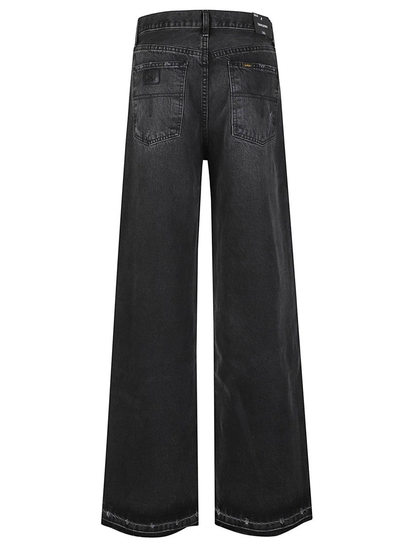 Lois Jeans Black Skater Loose-Z L34 Distressed Wide-Leg Jeans