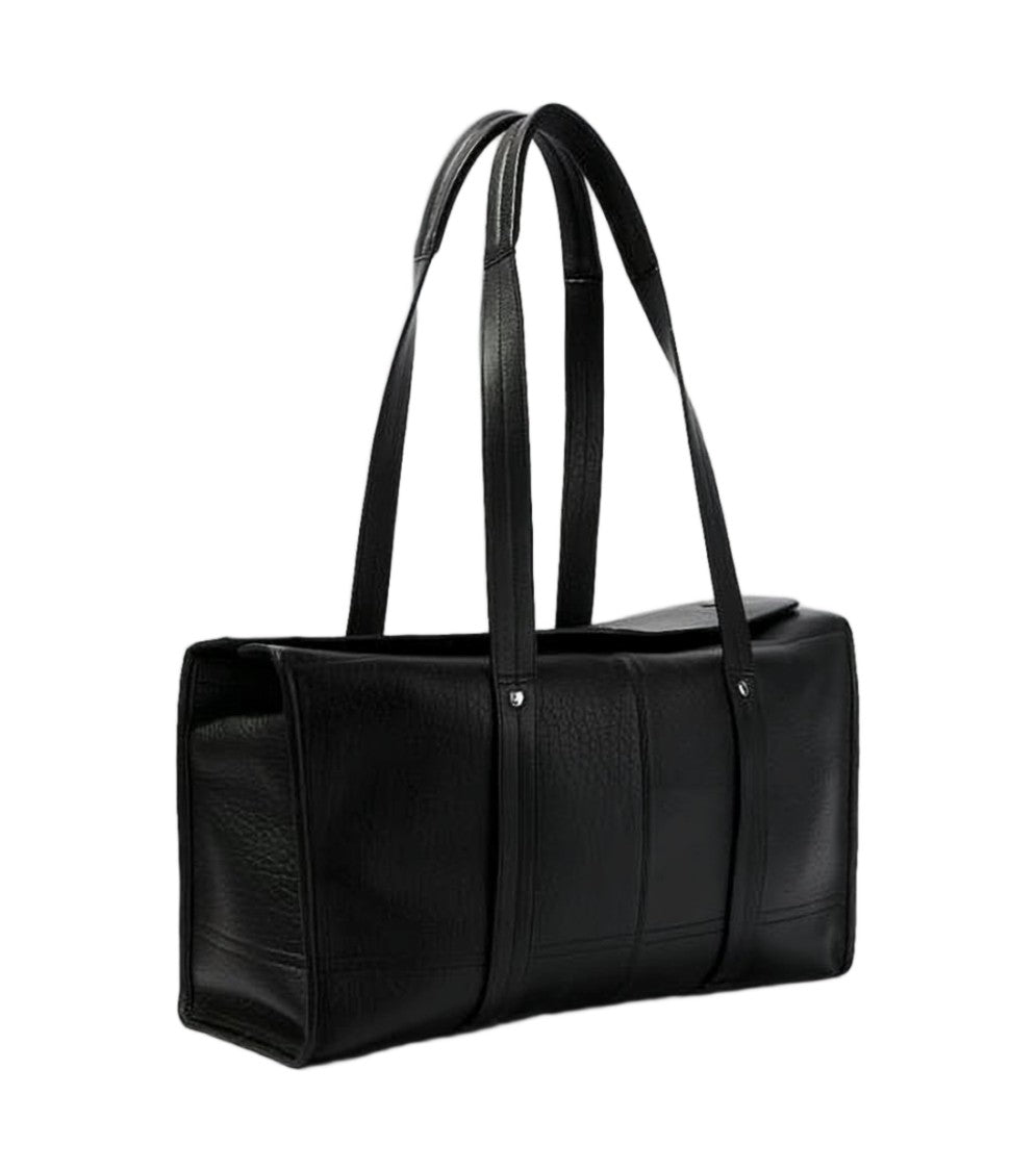 Lemaire Textured Leather Tote Bag With Structured Silhouette And Flap Pocket