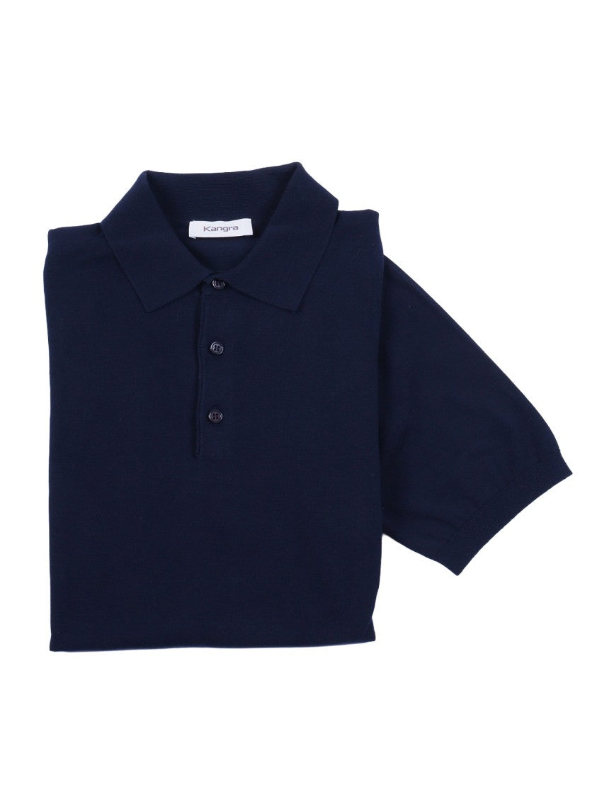 Kangra Cashmere Blue Classic Smooth Polo Shirt