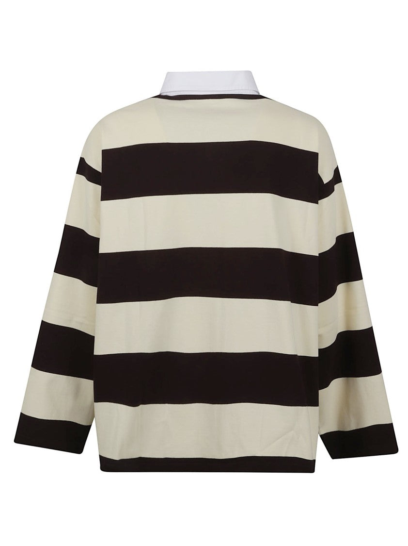 Balenciaga Hybrid Jersey Long-Sleeve Polo Shirt With Contrasting Stripes