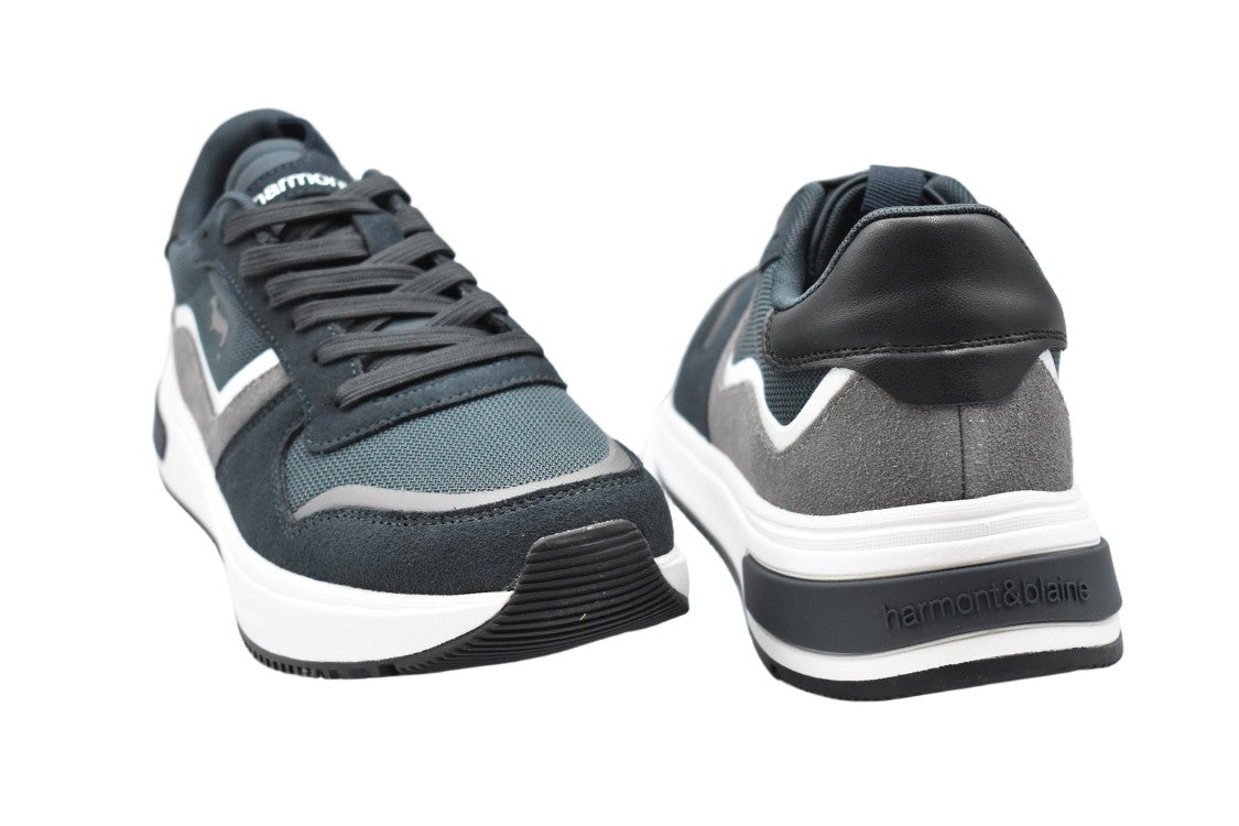 Harmont & Blaine Layered Low-Top Sneakers In Deep Blue