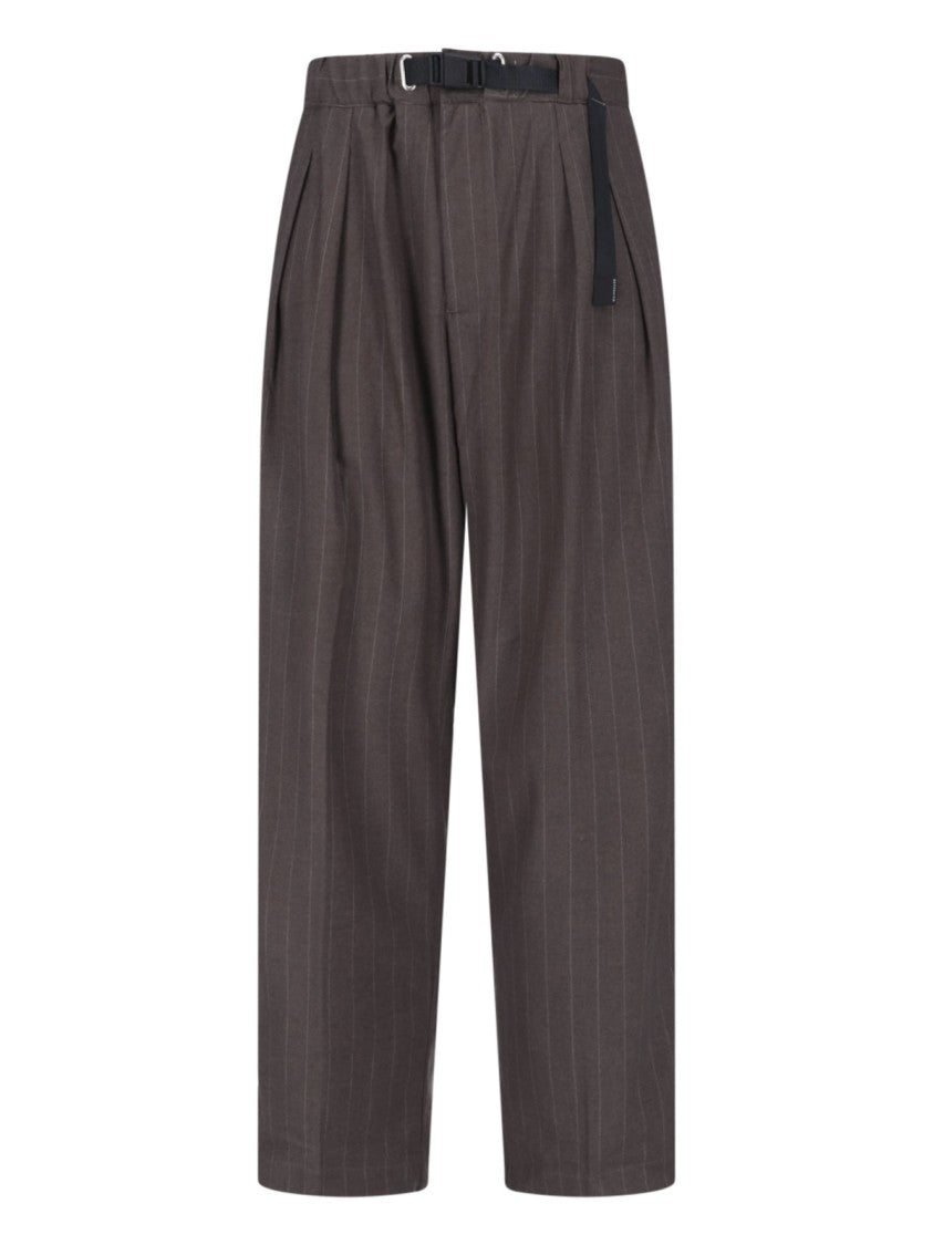 White Sand Brown Straight-Leg Belted Pants