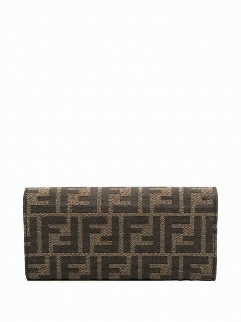 Fendi Monogram Fabric Long Wallet With Chain Detail