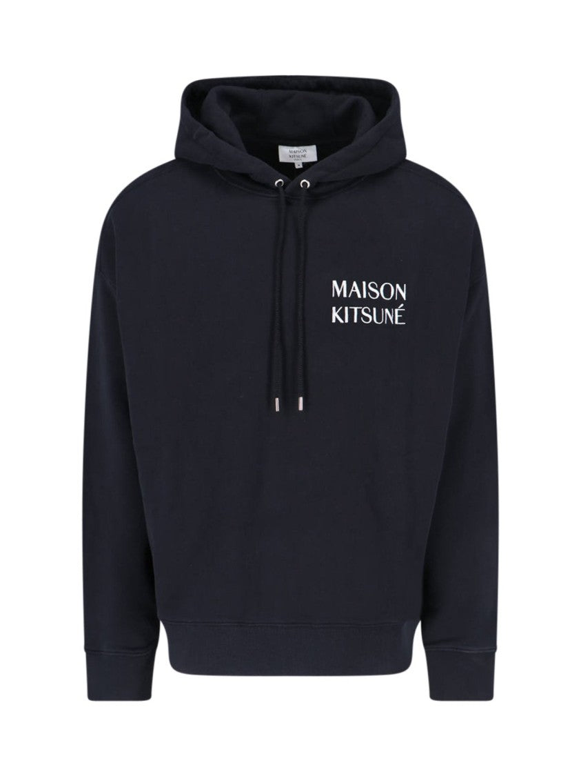 Maison Kitsuné Classic Black Pullover Hoodie With Drawstring Hood