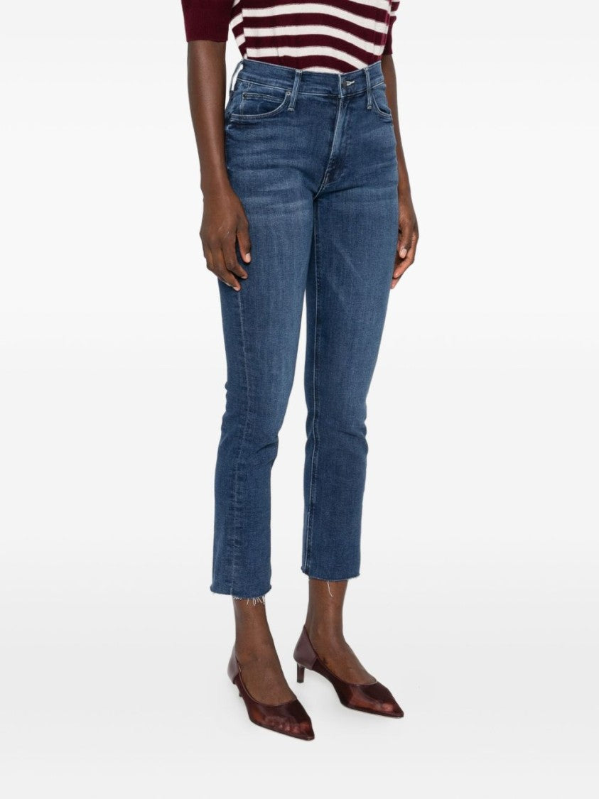 Mother Mid-Rise Cropped Jeans With Raw Hem