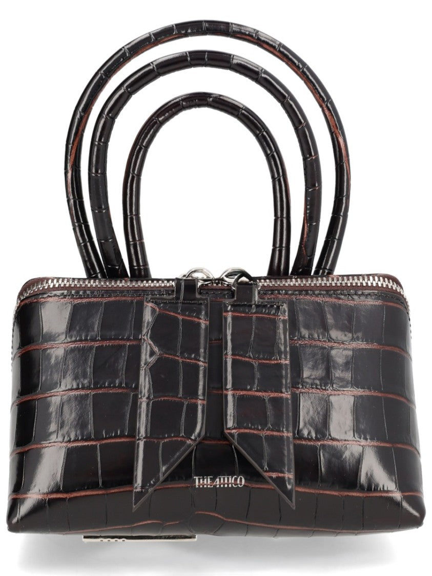 The Attico Mini Friday Crocodile Embossed Shoulder Bag