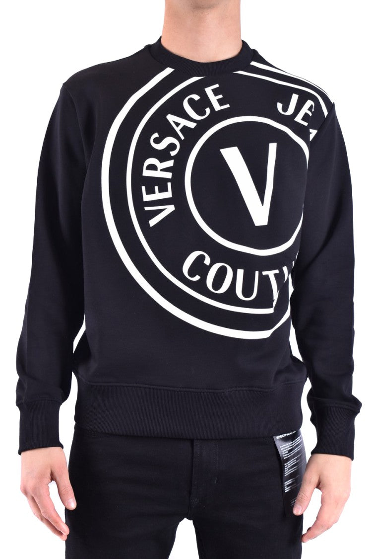 Versace Jeans Couture Black Sweatshirt With Bold Logo Print