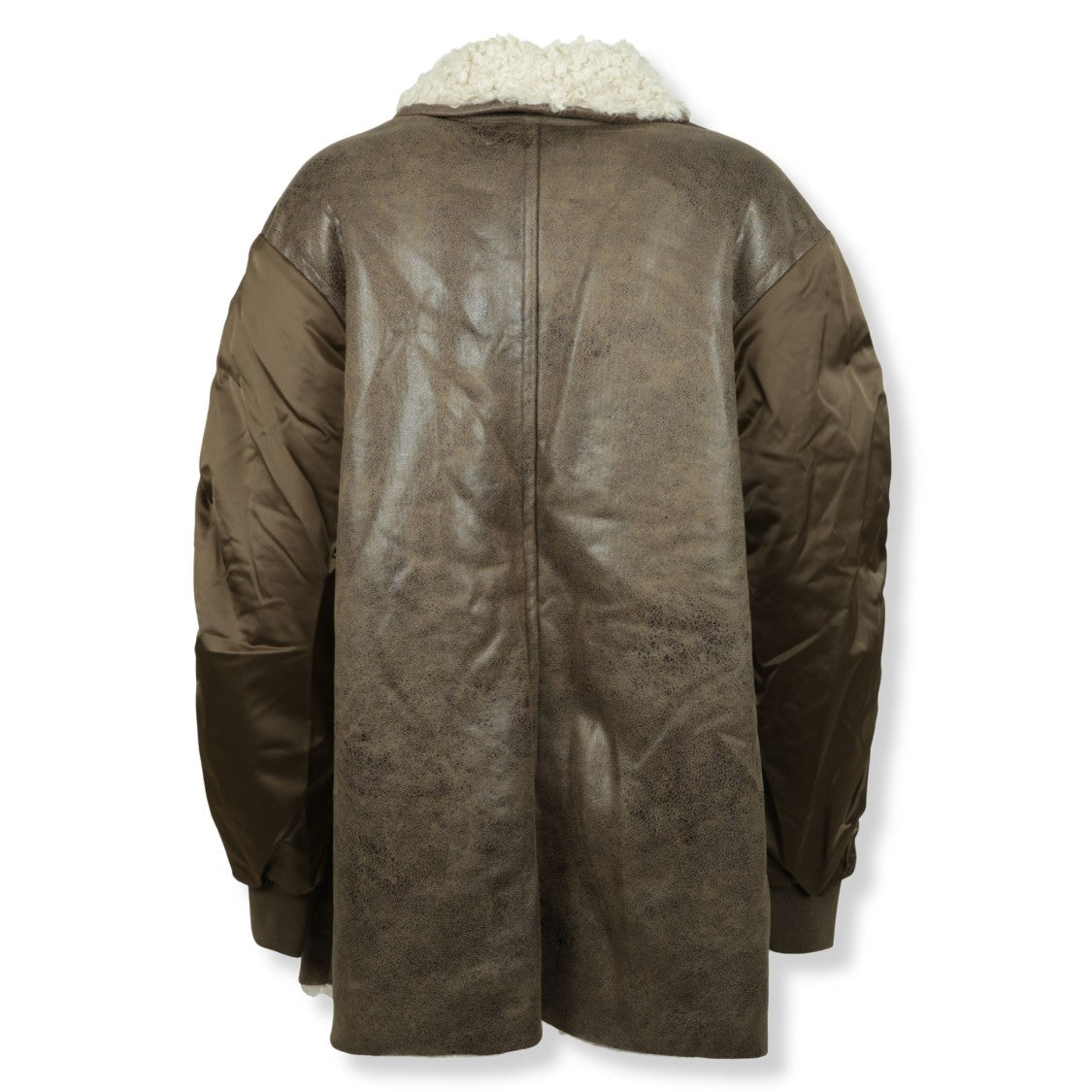 Isabel Marant Étoile Vintage-Effect Eco-Leather Coat With Satin Sleeves