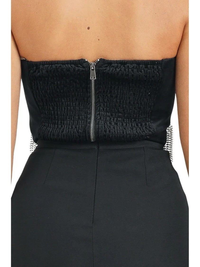Odi Odi Strapless Black Top With Rhinestone Embellishments And Fitted Silhouette