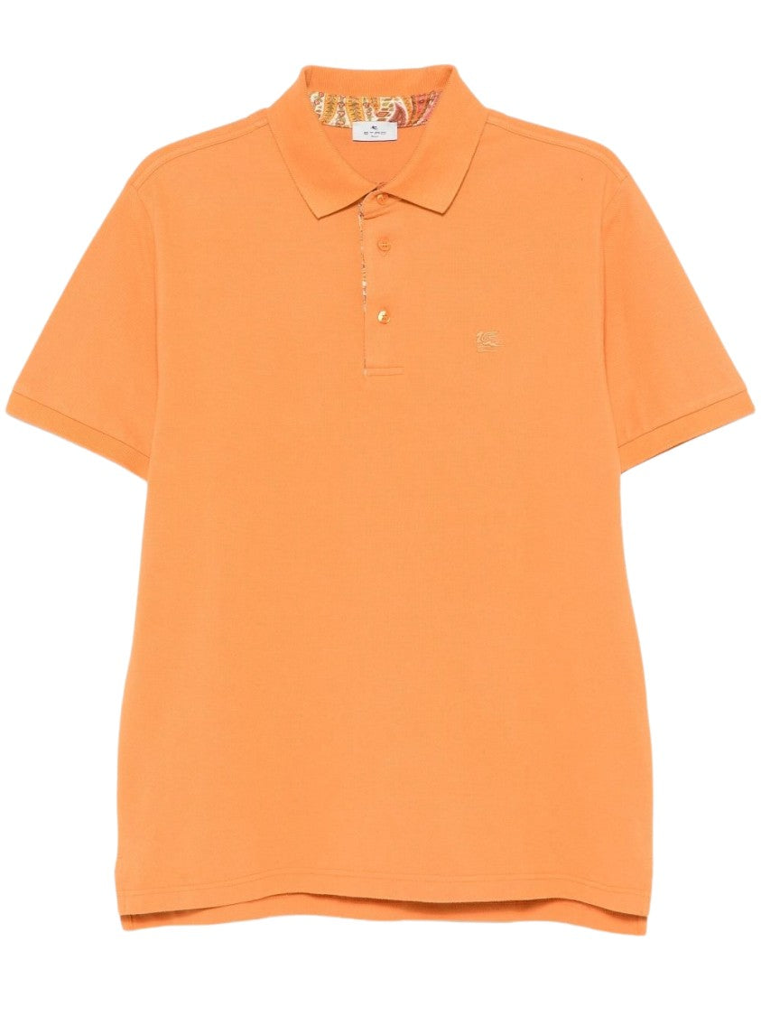 Etro Classic Collar Polo Shirt In Vibrant Orange Cotton