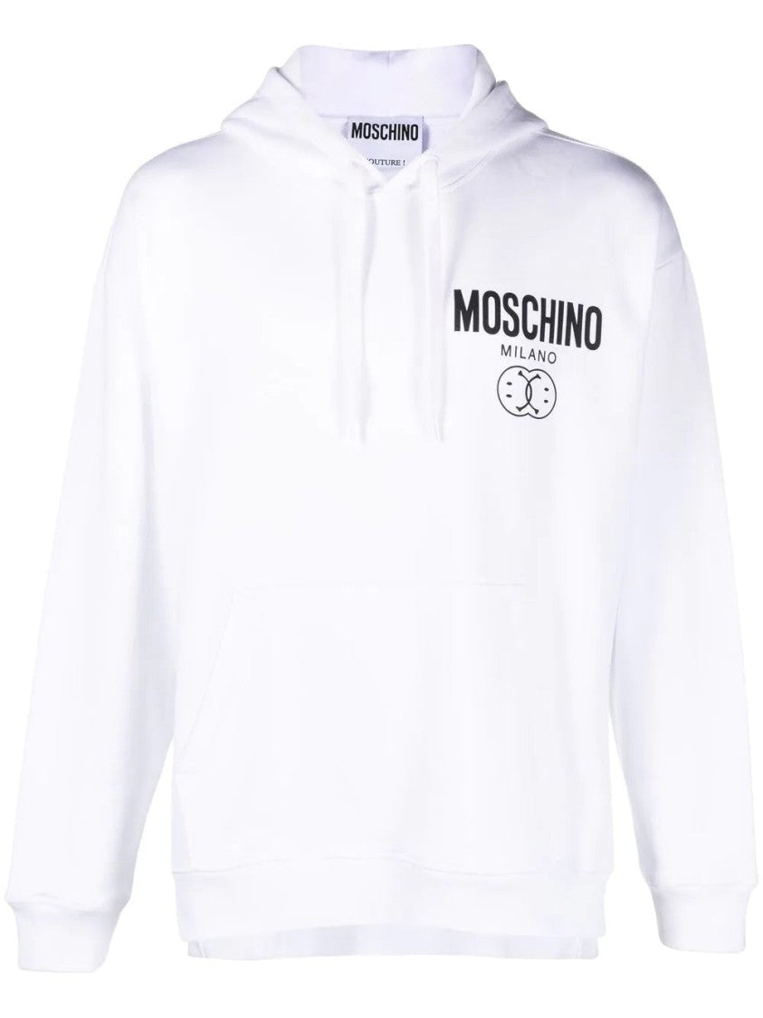 Moschino Relaxed-Fit White Hoodie With Front Kangaroo Pocket