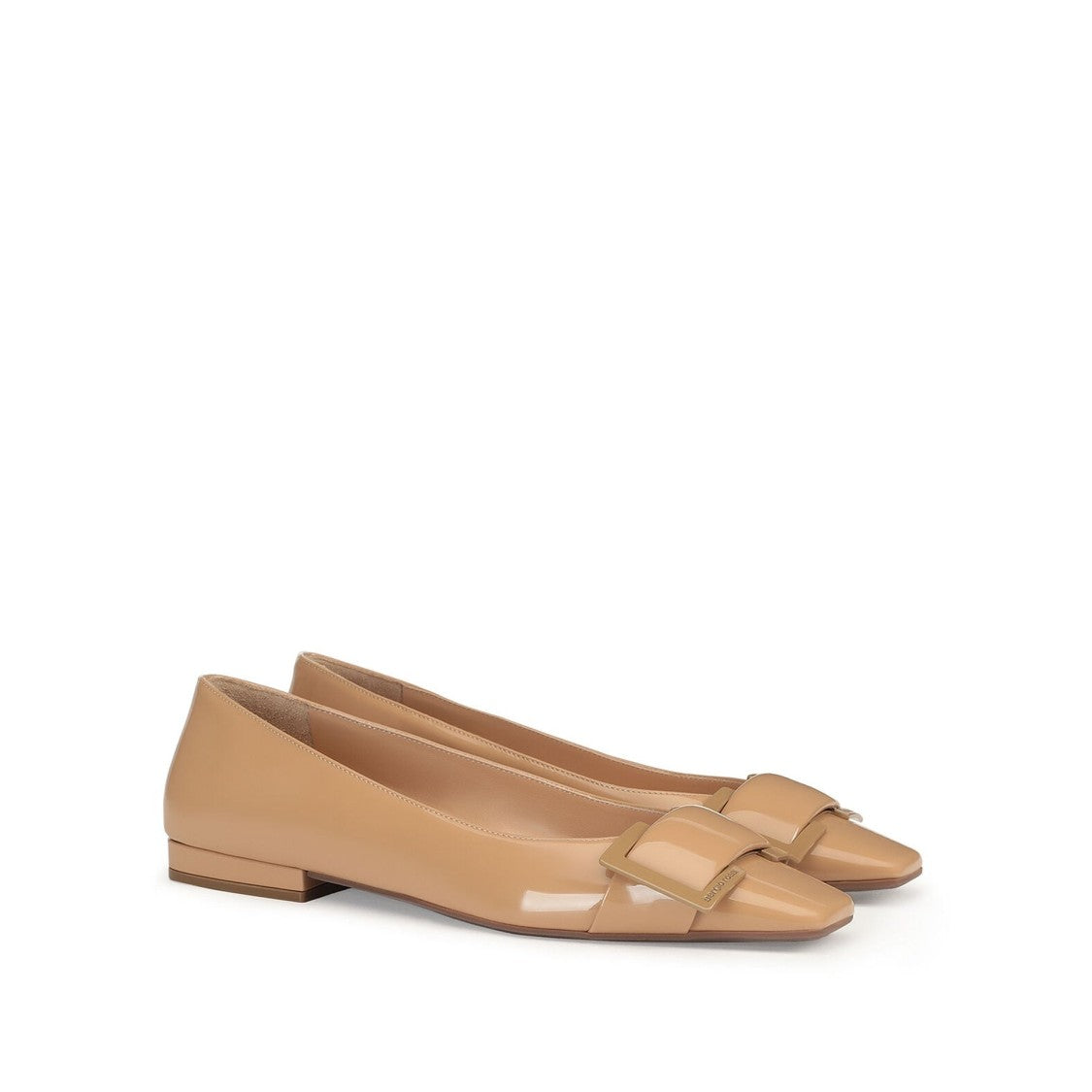 Sergio Rossi Leather Ballerina Flats With Glossy Finish And Decorative Bow