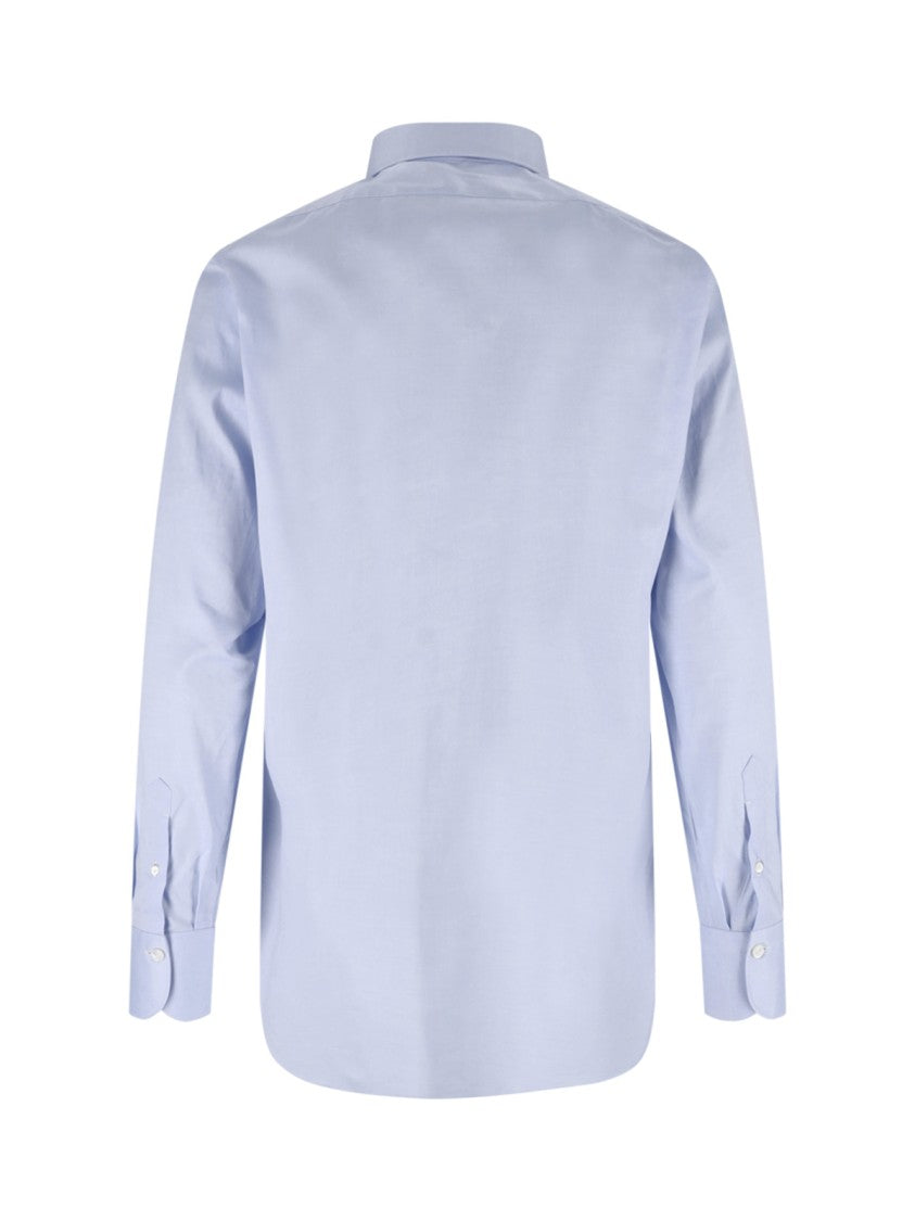 Finamore Tailored Light Blue Cotton Shirt With Classic Collar