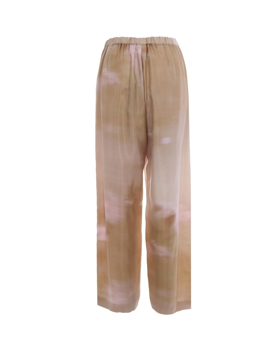 Fabiana Filippi Fluid Silk Twill Pants With Abstract Floral Print